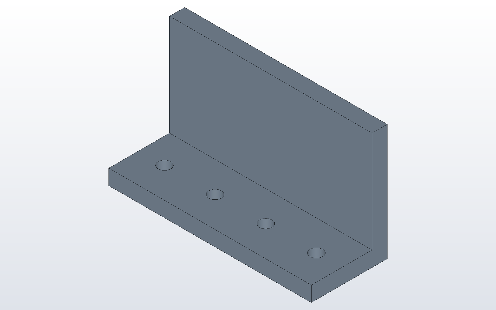 A mounting bracket with four holes: the worked example of docs/examples/bracket.md