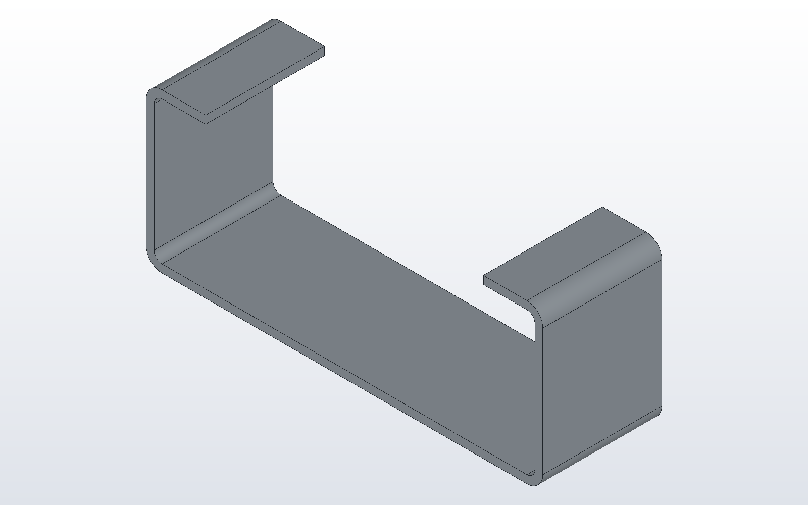 A lipped channel, its width, depth and lips dimensioned to the outside