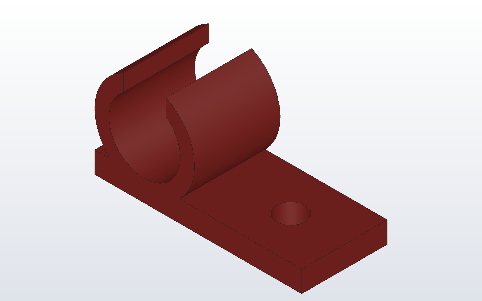A cable clip, drawn with arcs