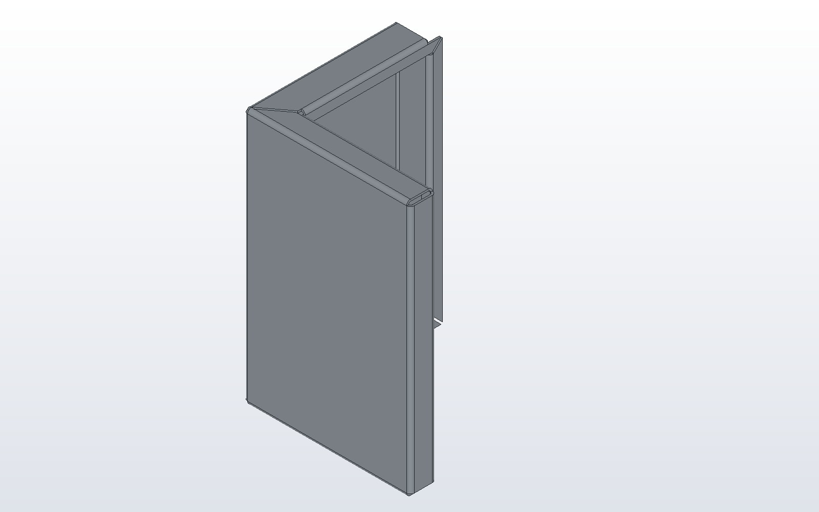 A door corner post bent from one 1.5 mm sheet, with flanges on its flanges' edges