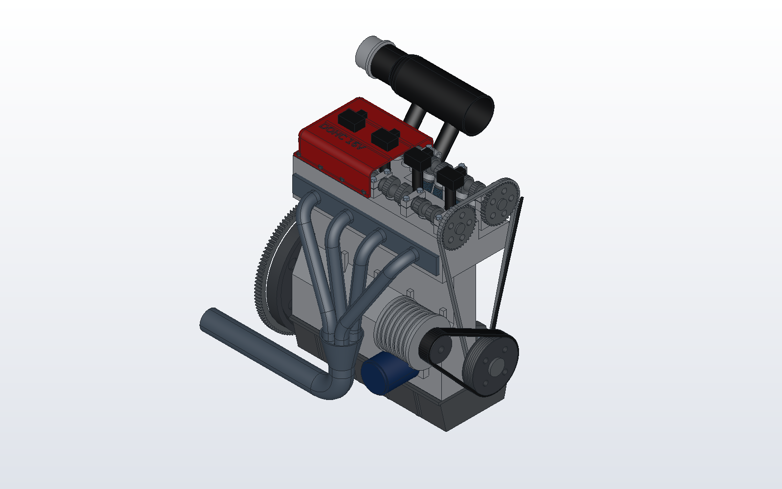 Inline-four DOHC petrol engine, cut away