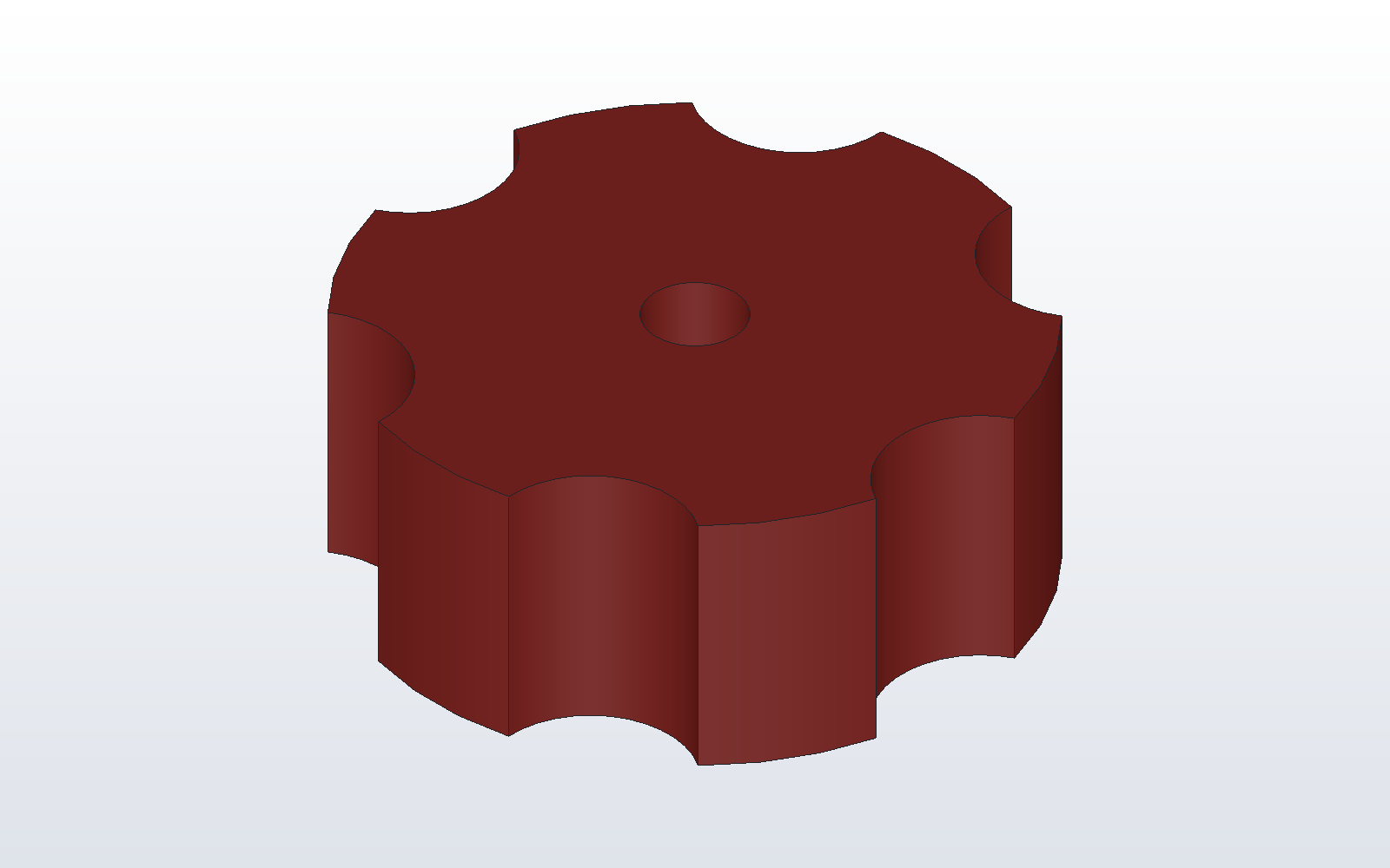 A scalloped knob with a pocket for a captive nut