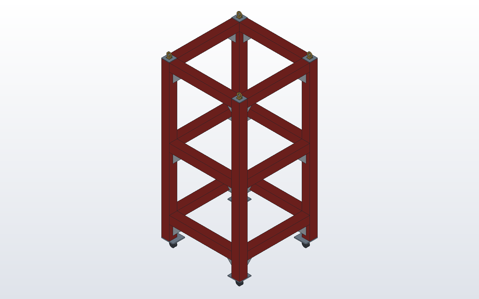A welded rack frame on castors, from plain parts